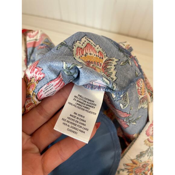 NEW Joie Floral Mini Shirt Dress Blue Red & Yellow Casual Summer Plus Size 16 - Picture 6 of 6